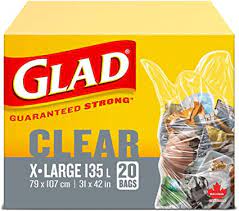 Wholesale Glad Clear Easy-Tie X-Large Garbage Bags 135L(20's)