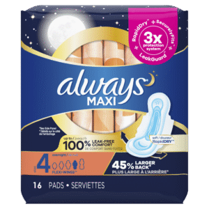 Wholesale Always Maxi Size 4 Overnight W/W Pads (16ct)