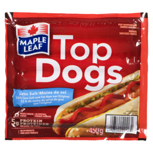 Wholesale Maple Leaf Top Dogs Less Salt (450g)