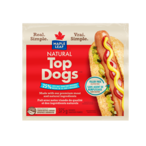Wholesale Maple Leaf Top Dogs 25% Less Salt Wieners (375g)