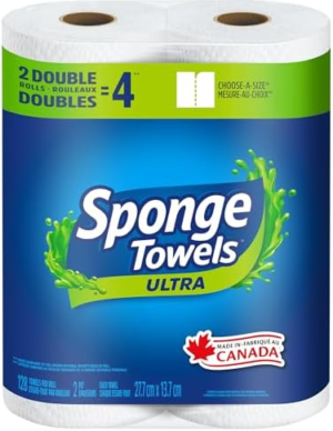 Wholesale Sponge Towels Ultra 2DR=4R 2Ply 128s (2 Rolls): T6xH4