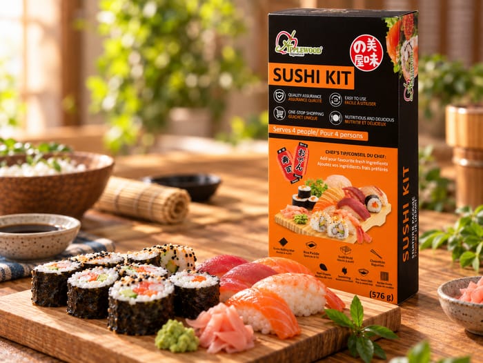 Applewood sushi kit with homemade sushi rolls